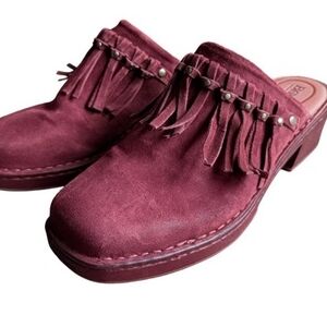 Born Burgundy Harmony Southwestern Fringed Shoes Size 9